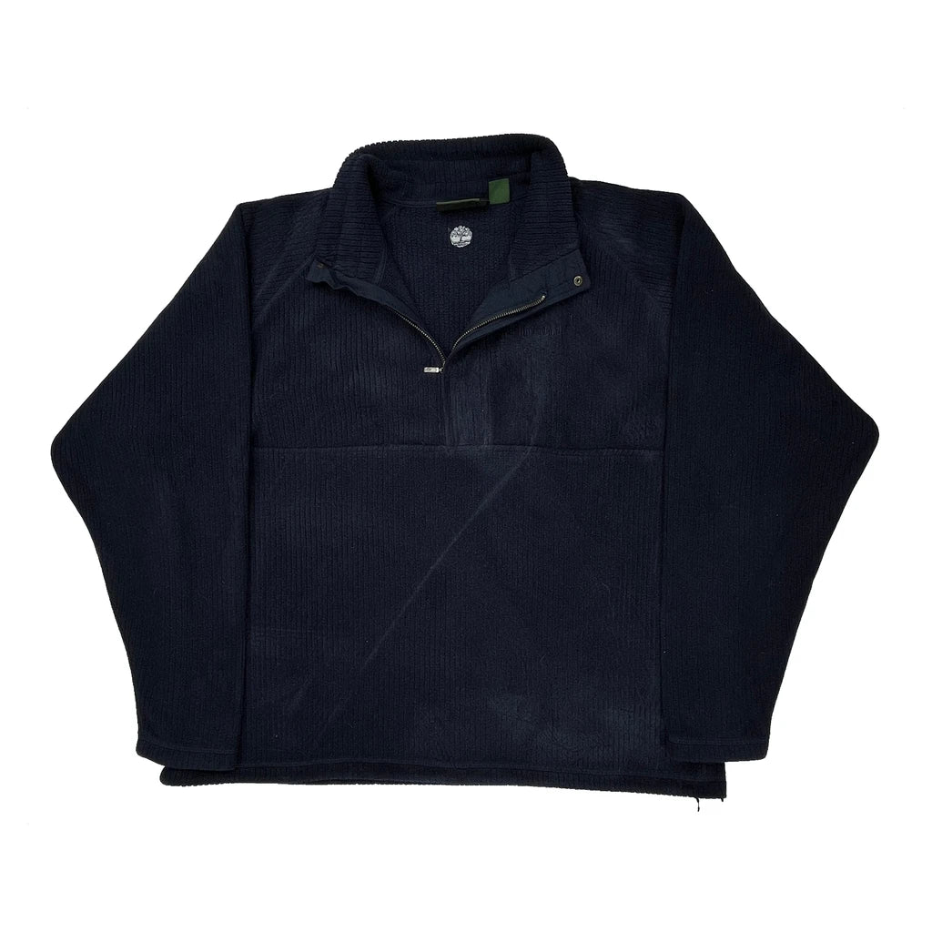 Timberland 1/4 Zip - XL Navy Cotton Blend
