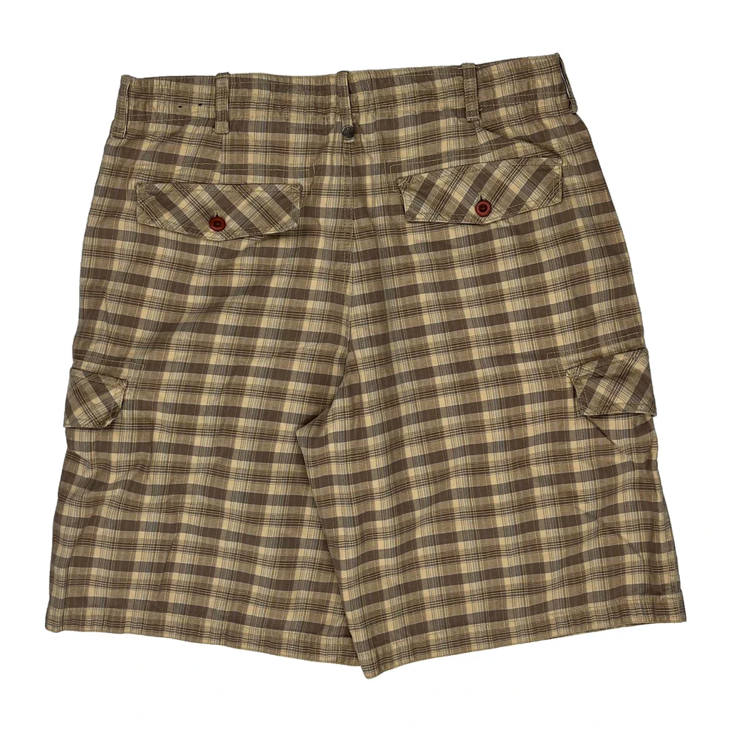 Timberland Checked Cargo Shorts - 34W 11L Brown Cotton