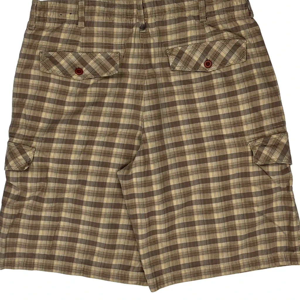 Timberland Checked Cargo Shorts - 34W 11L Brown Cotton - Image 8