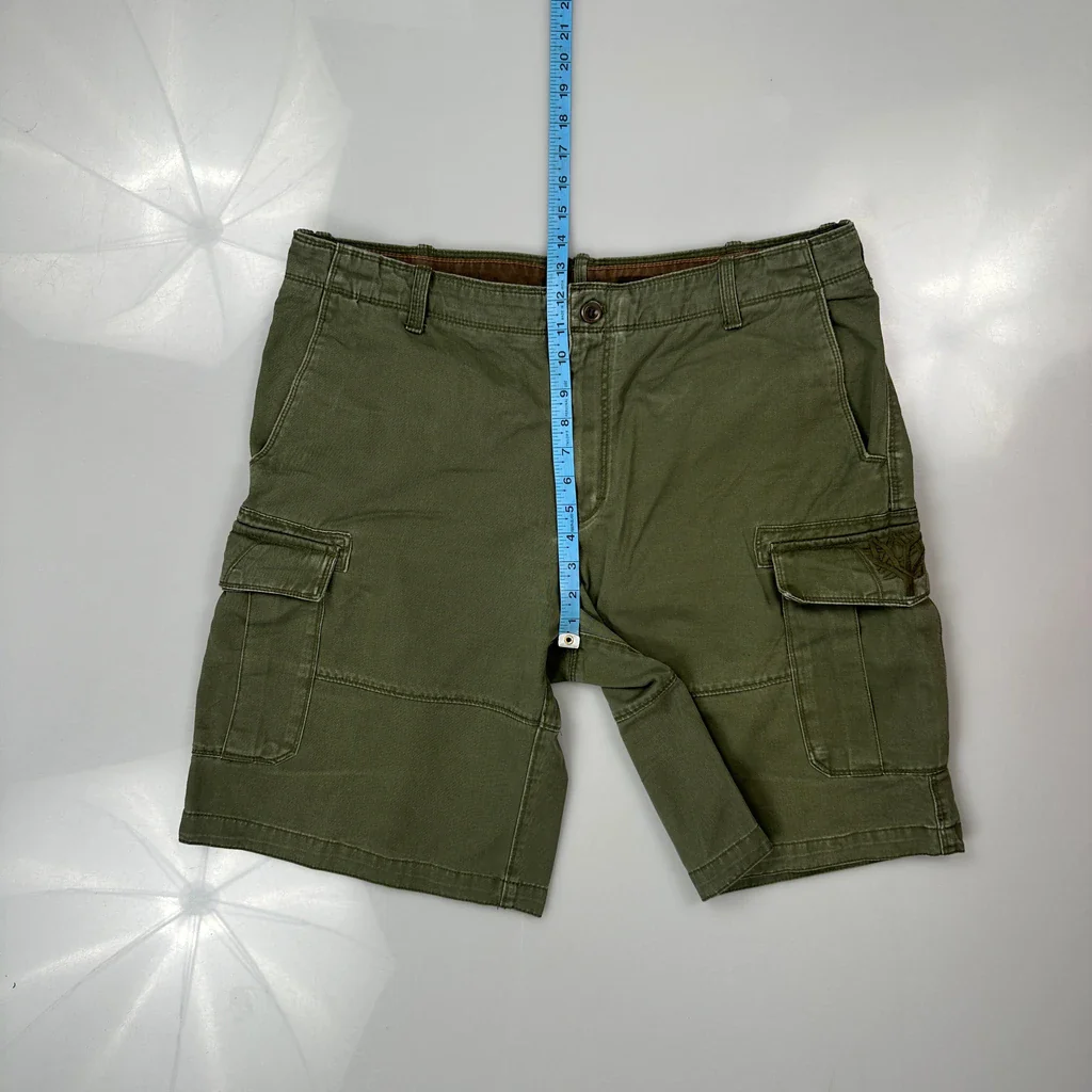 Timberland Cargo Shorts - 36W 10L Green Cotton - Image 4
