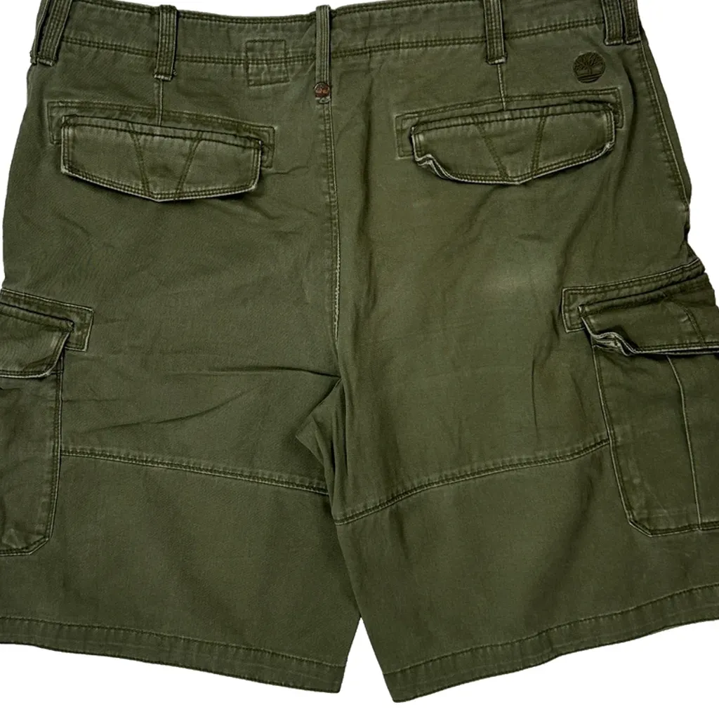 Timberland Cargo Shorts - 36W 10L Green Cotton - Image 7