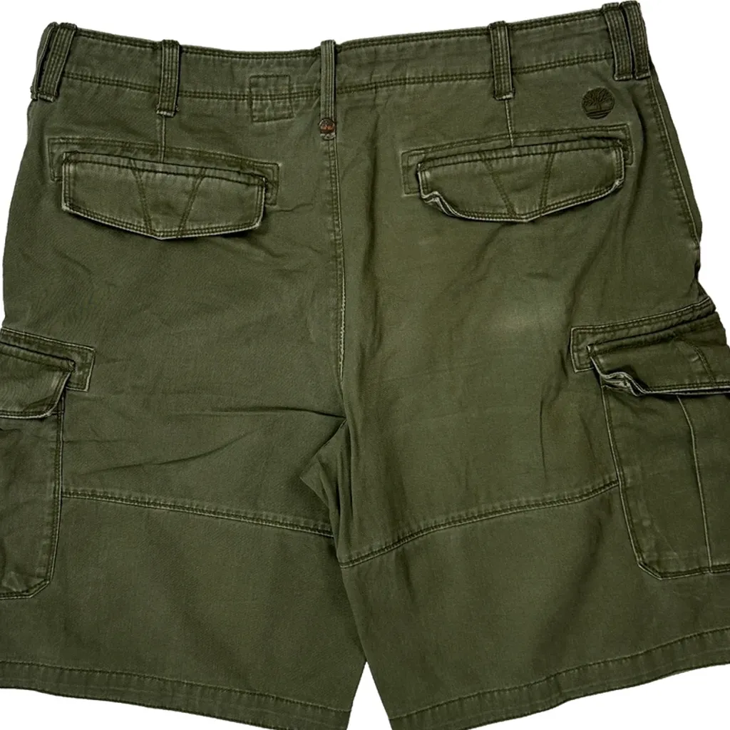 Timberland Cargo Shorts - 36W 10L Green Cotton - Image 8