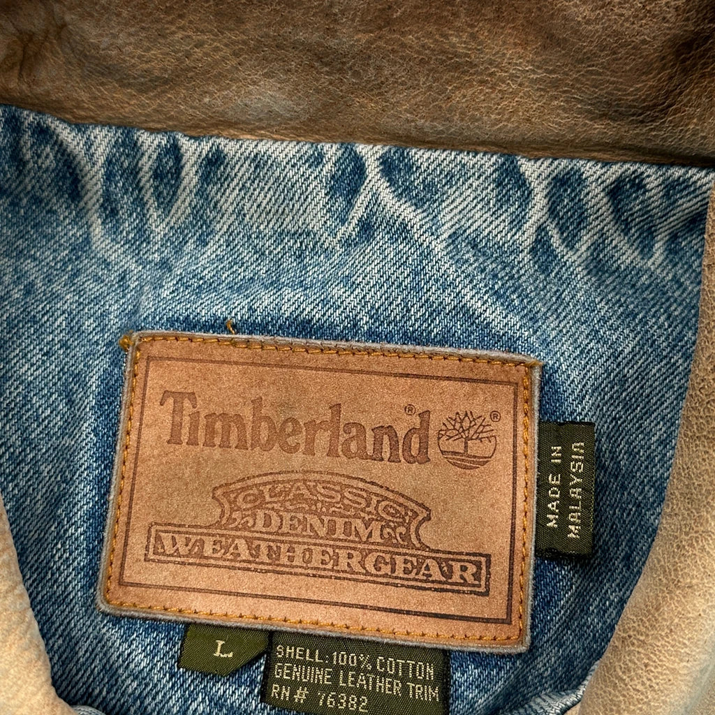 Timberland Collared Denim Jacket - Large Blue Cotton - Image 3