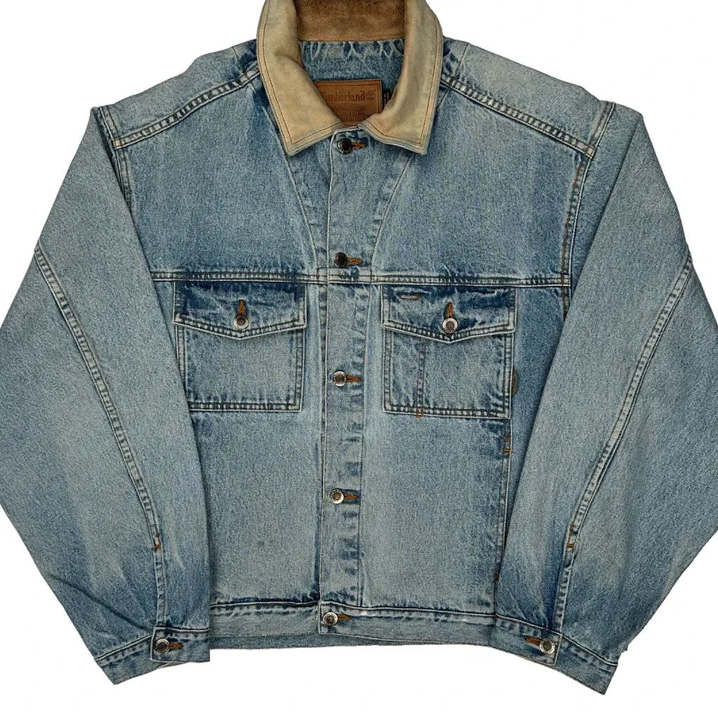 Timberland Collared Denim Jacket - Large Blue Cotton - Image 4