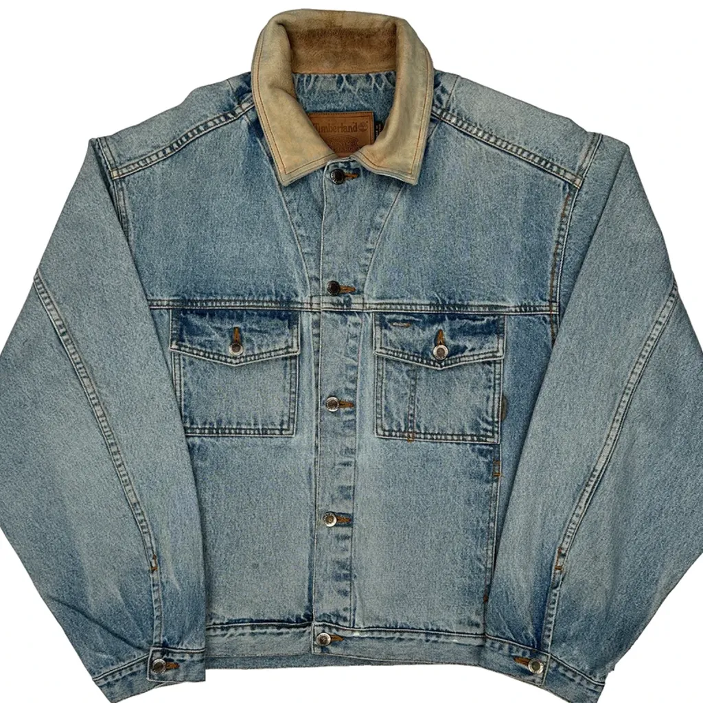Timberland Collared Denim Jacket - Large Blue Cotton - Image 5