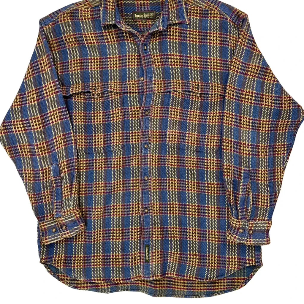 Timberland Checked Flannel Shirt - Medium Blue Cotton - Image 5