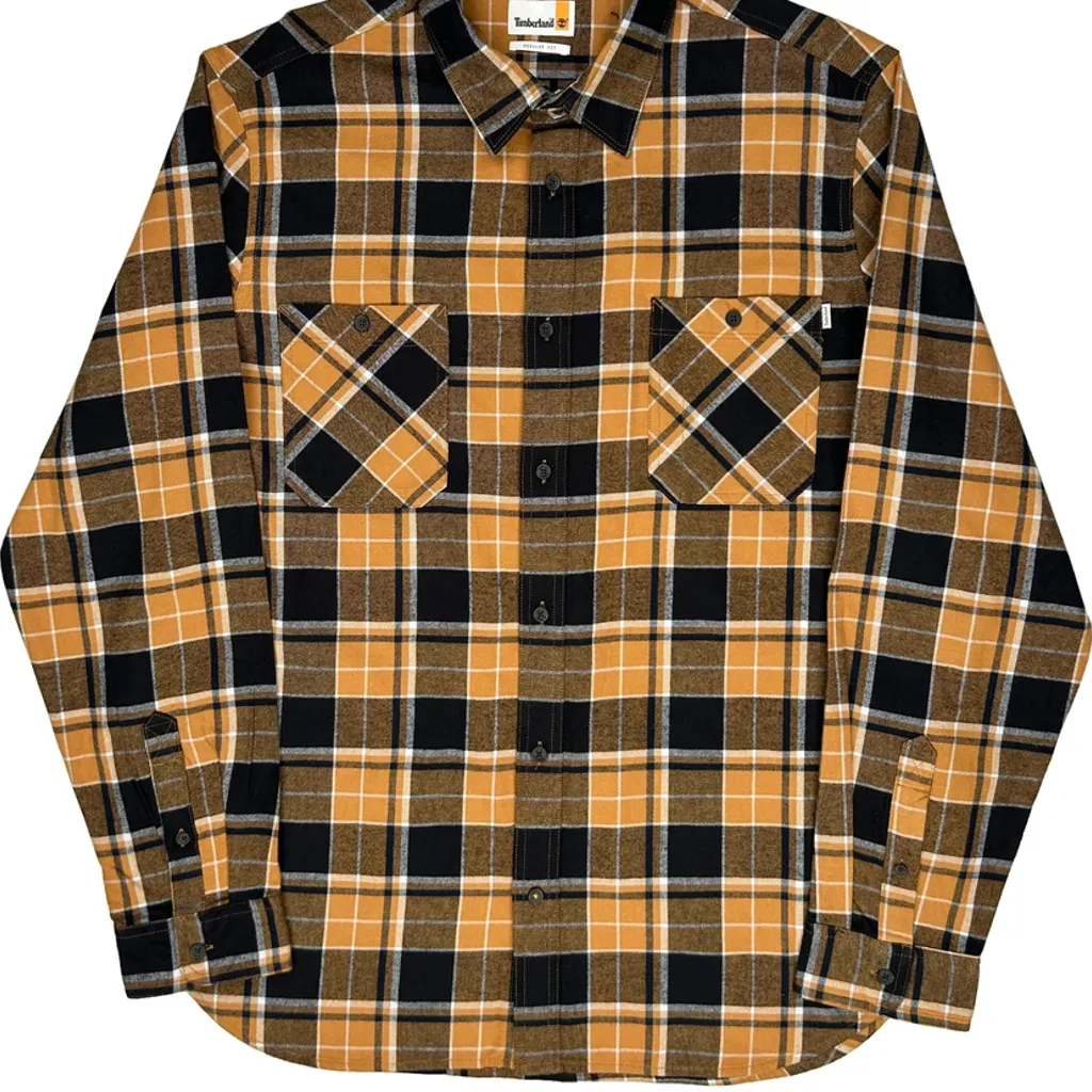 Timberland Checked Flannel Shirt - 2XL Brown Cotton - Image 5