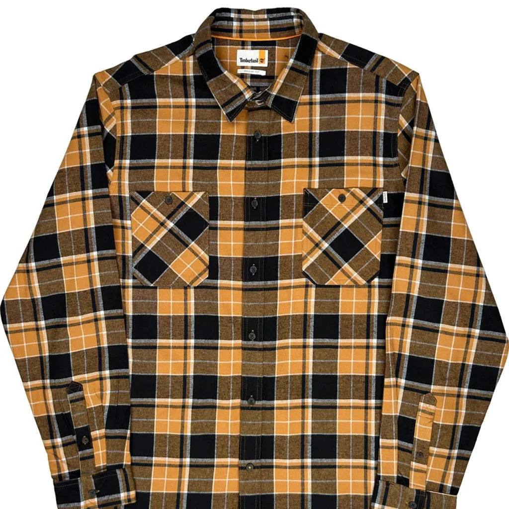Timberland Checked Flannel Shirt - 2XL Brown Cotton - Image 6