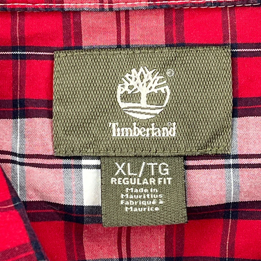 Timberland Checked Flannel Shirt - XL Red Cotton - Image 3