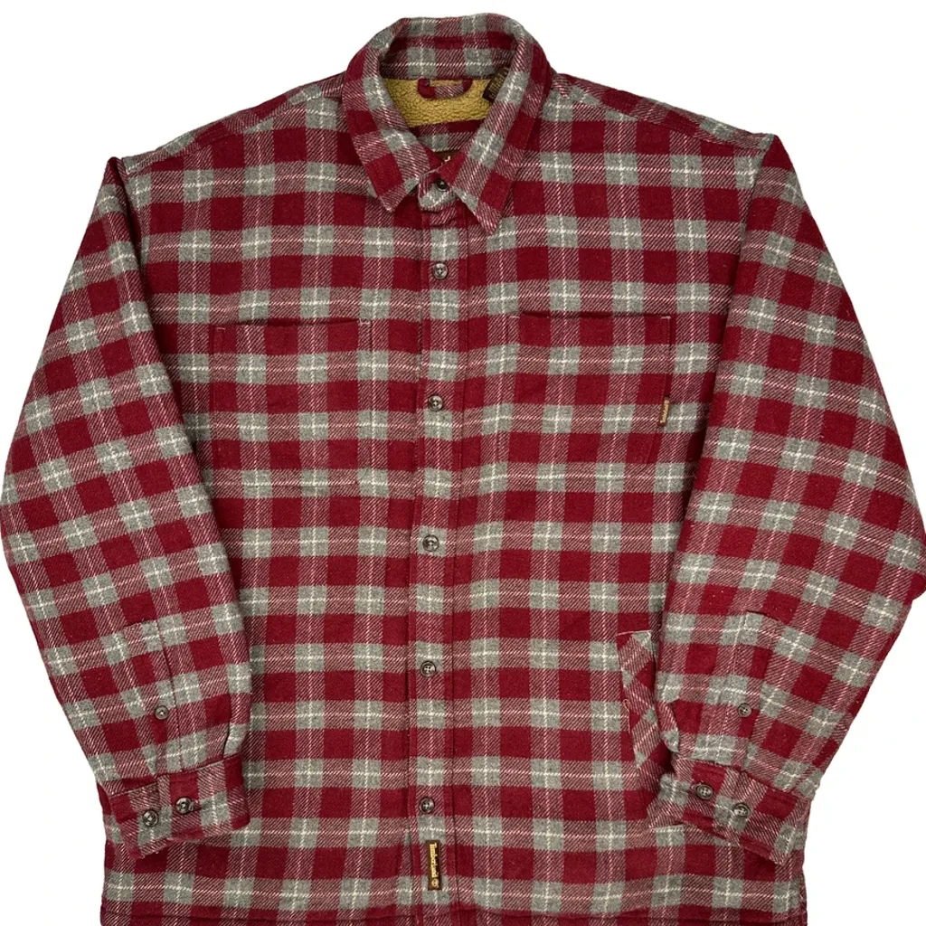 Timberland Checked Jacket - Large Red Polyester - Image 4