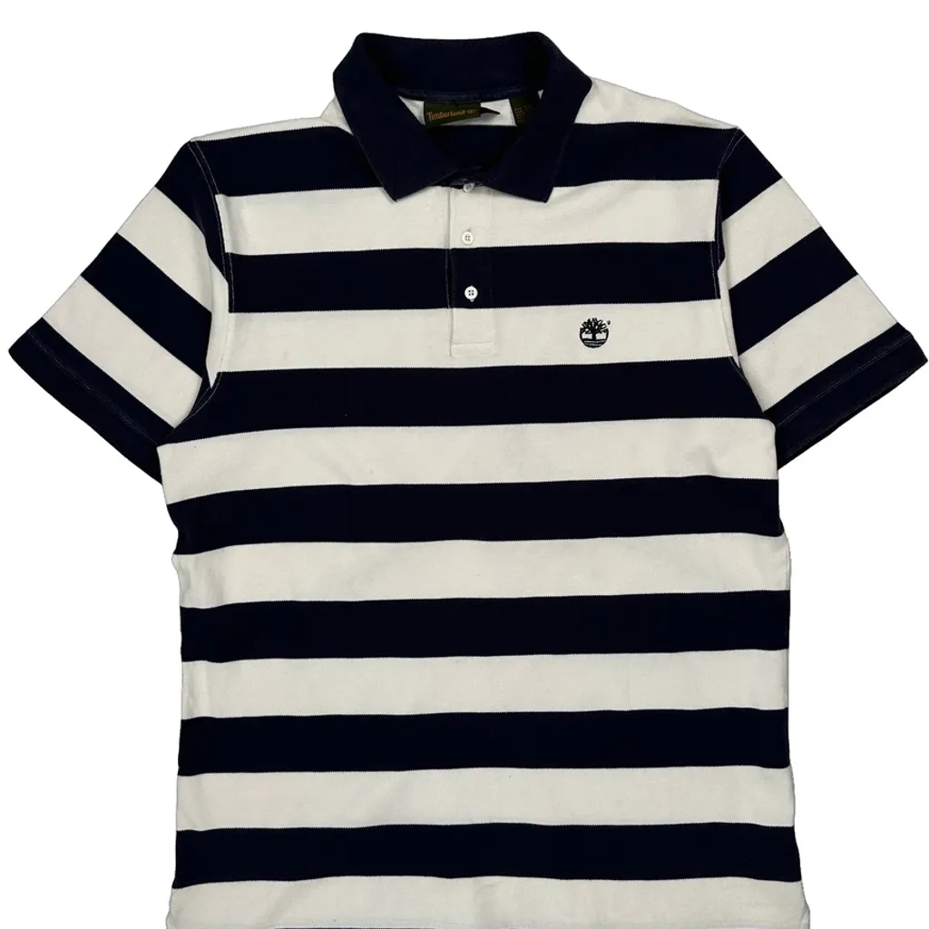 Timberland Striped Polo Shirt - XL Black & White Cotton - Image 4