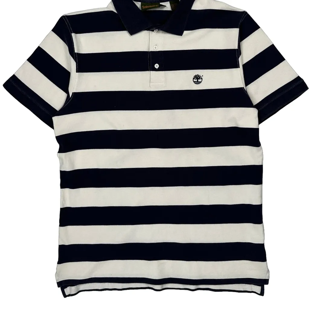 Timberland Striped Polo Shirt - XL Black & White Cotton - Image 5