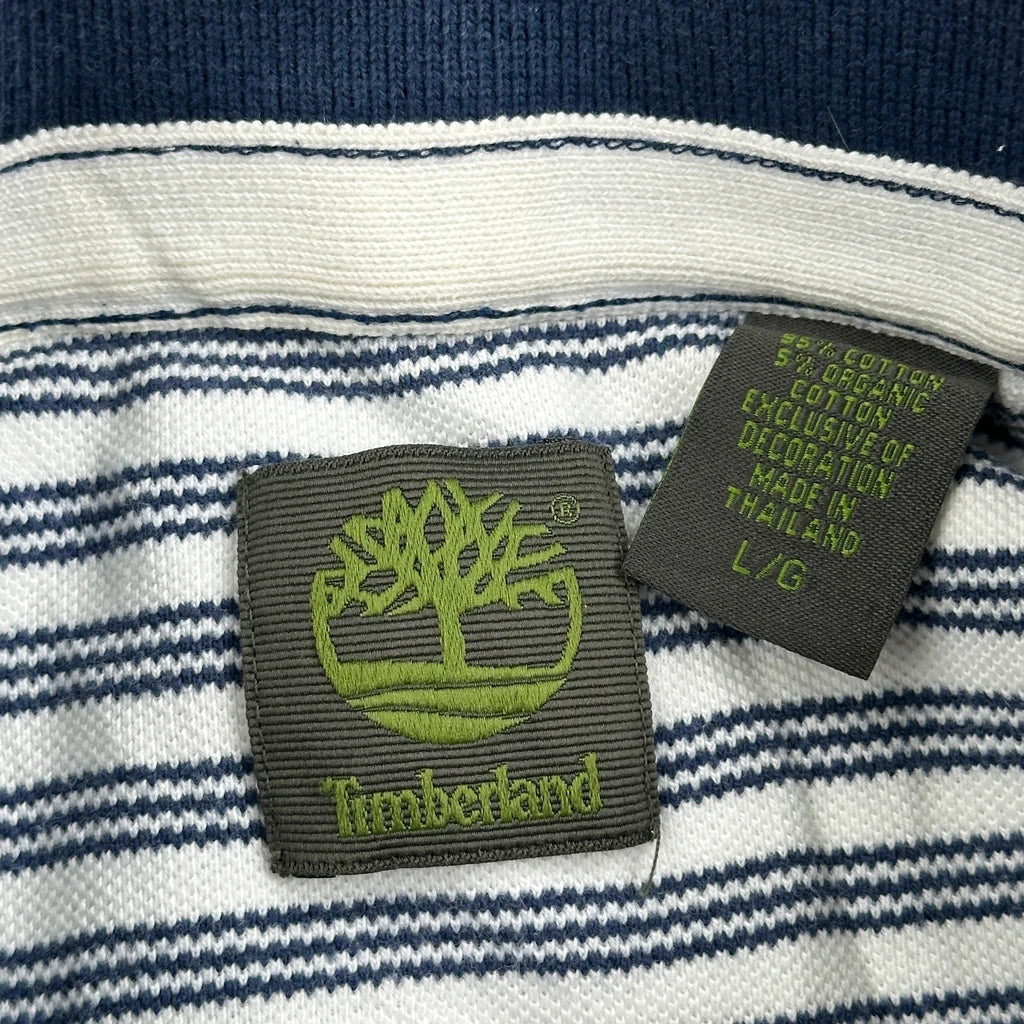 Timberland Striped Polo Shirt - Large Blue Cotton - Image 3