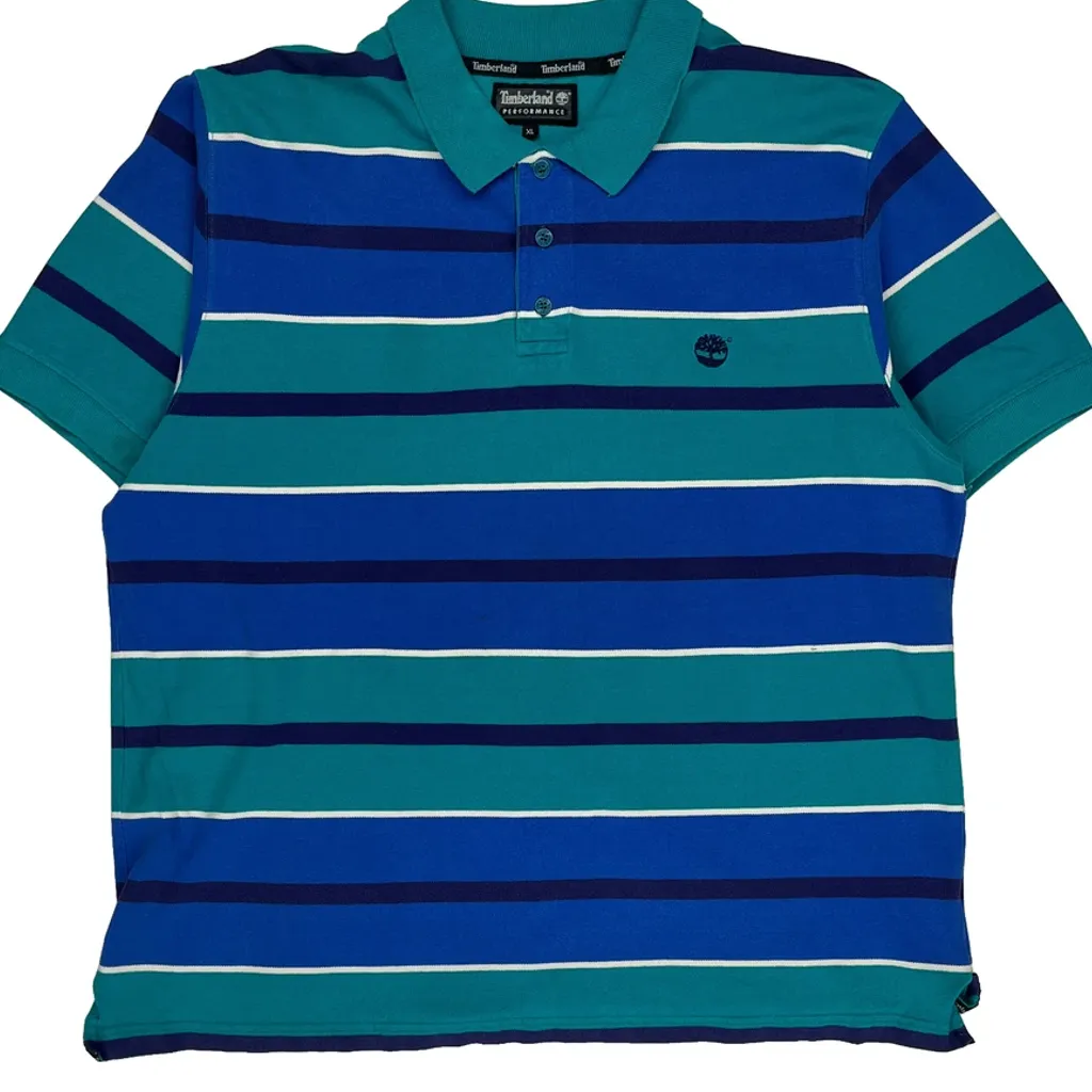 Timberland Striped Polo Shirt - XL Blue Cotton - Image 5