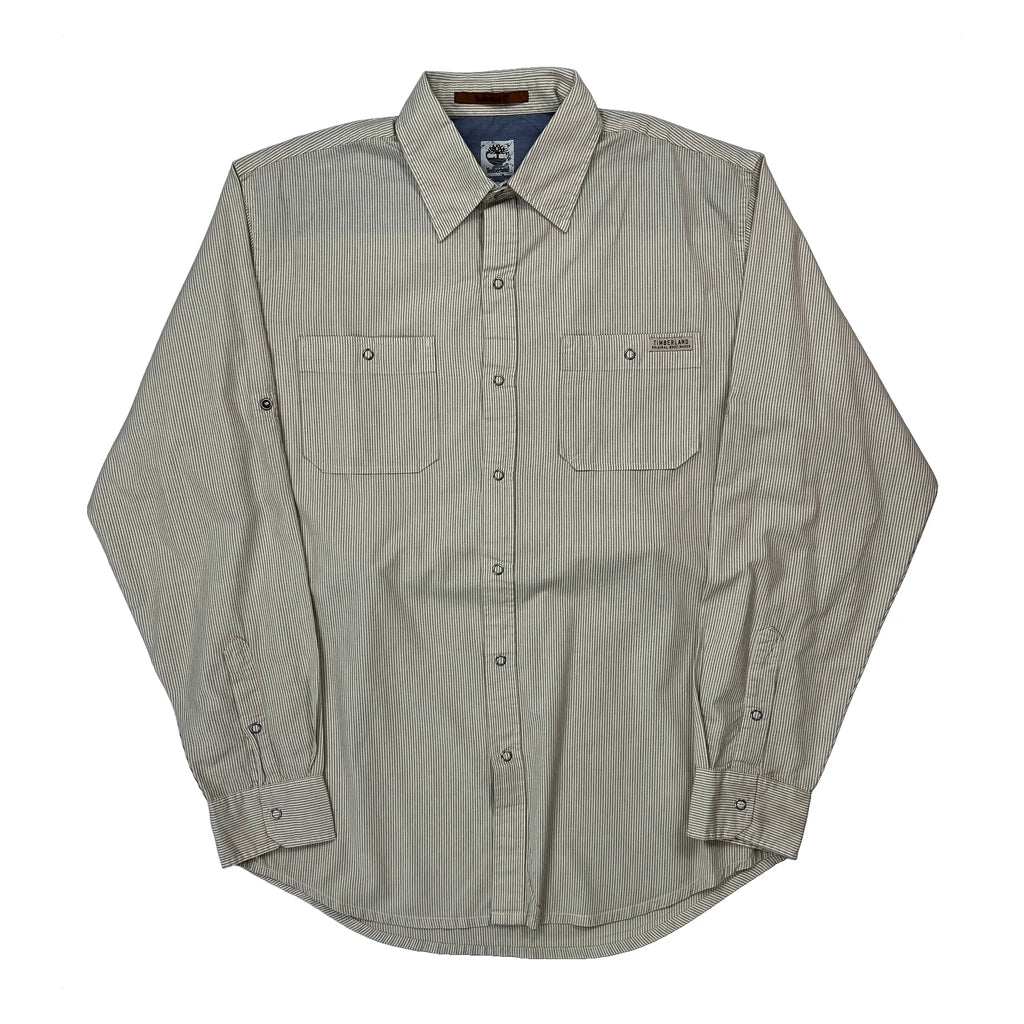 Timberland Striped Shirt - Medium Beige Cotton