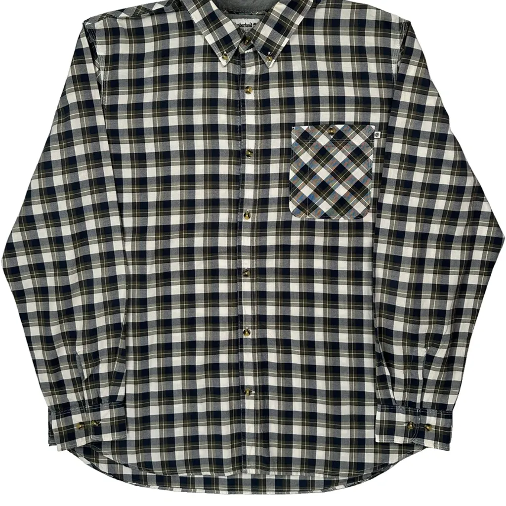 Timberland Checked Shirt - XL Blue Cotton - Image 4
