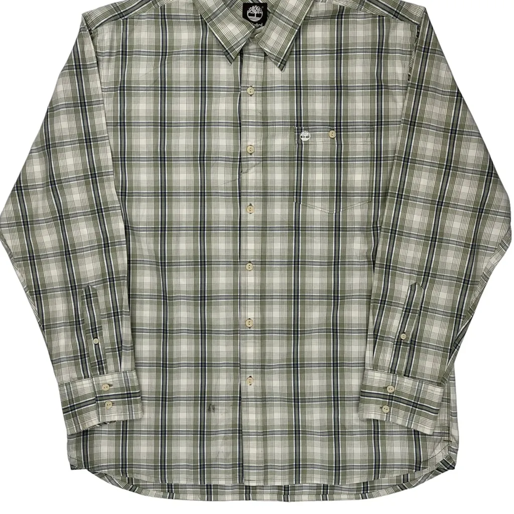 Timberland Checked Shirt - Large Green Cotton - Image 4