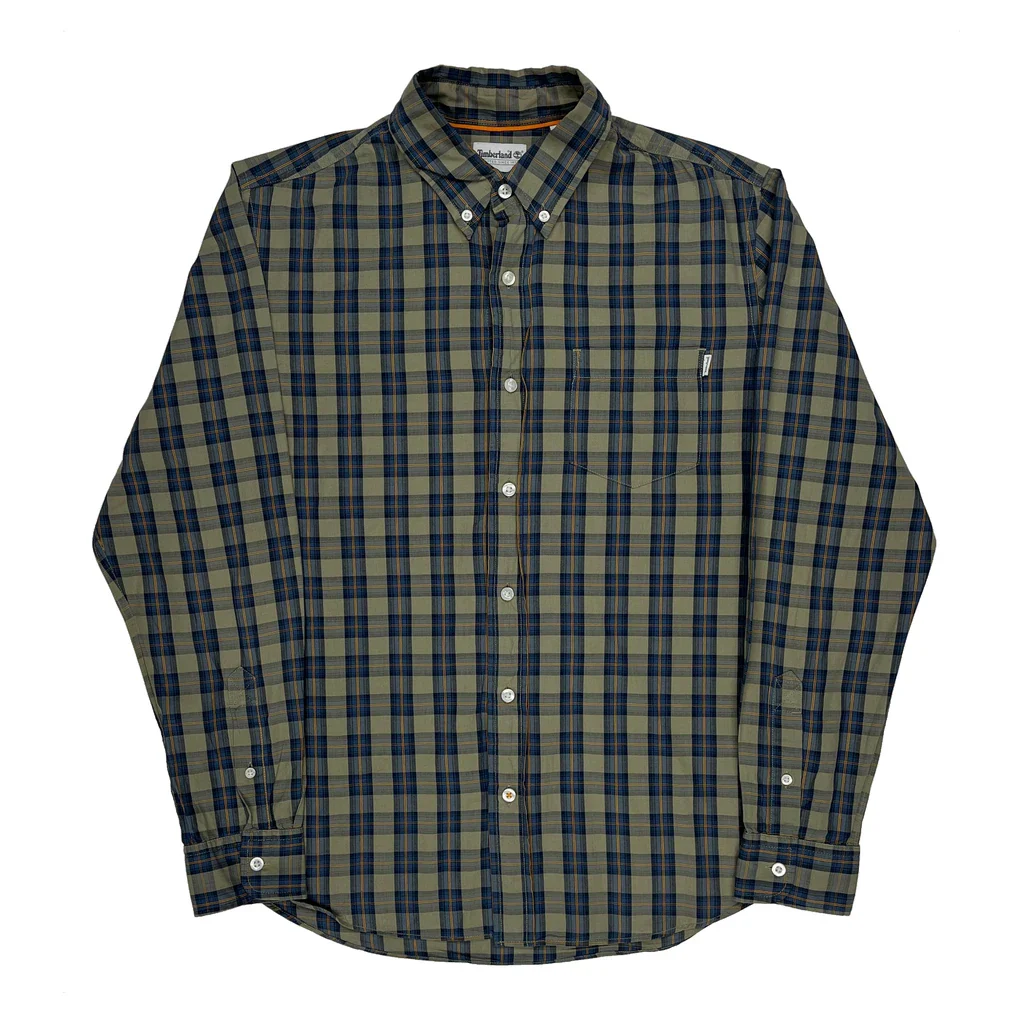 Timberland Checked Shirt - Medium Green Cotton