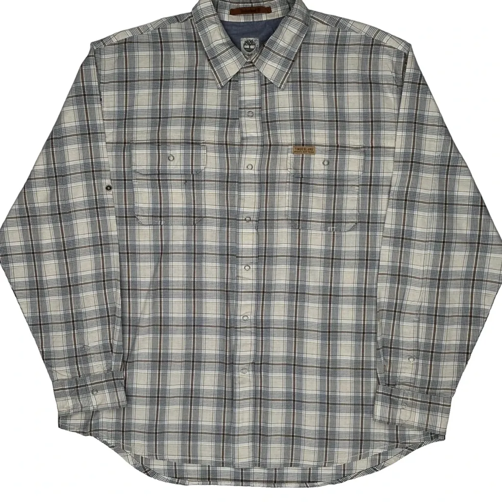 Timberland Checked Shirt - XL Grey Cotton - Image 5