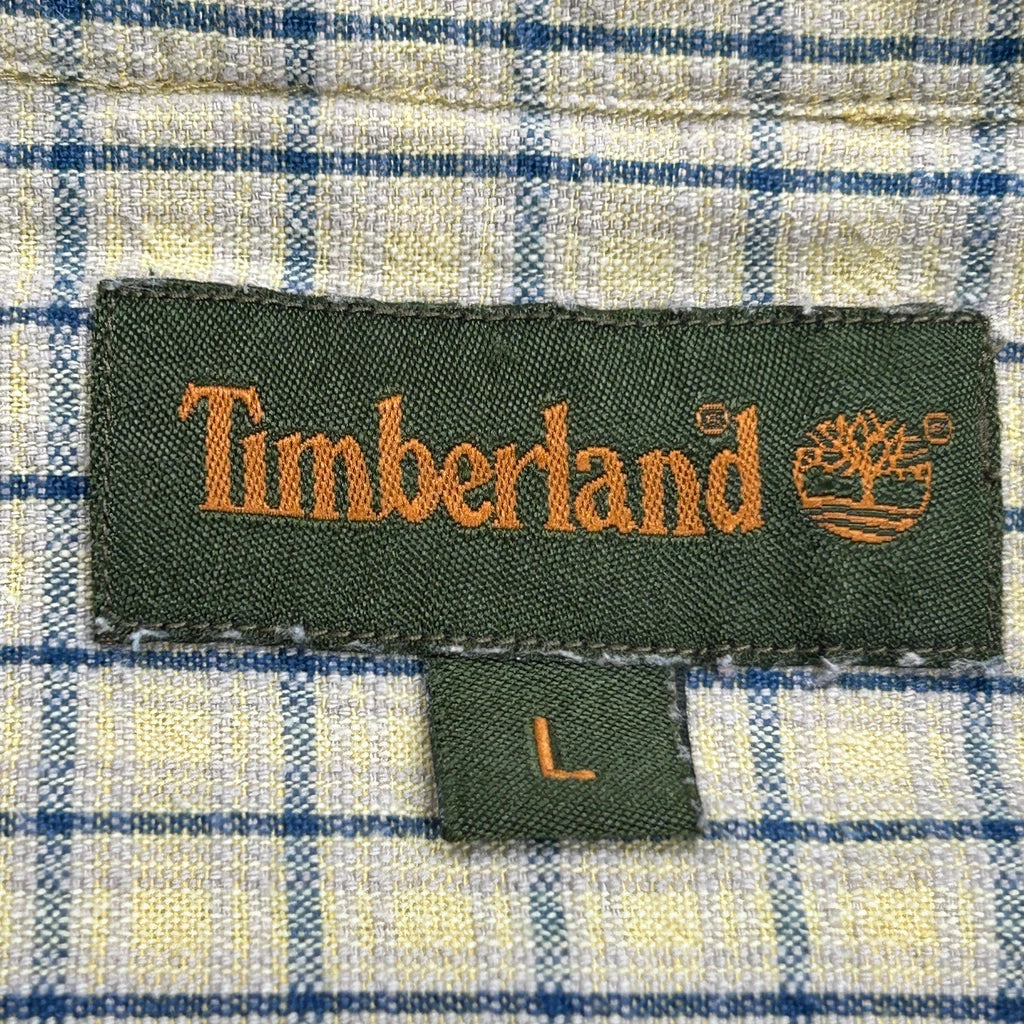 Timberland Checked Short Sleeve Shirt - Large Beige Cotton - Image 3