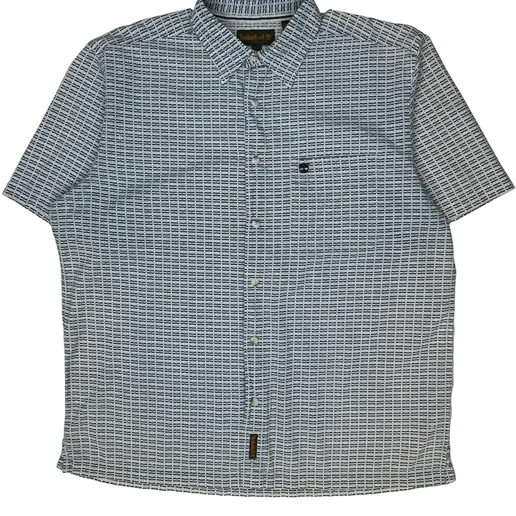 Timberland Checked Short Sleeve Shirt - Large Blue Cotton - Image 5
