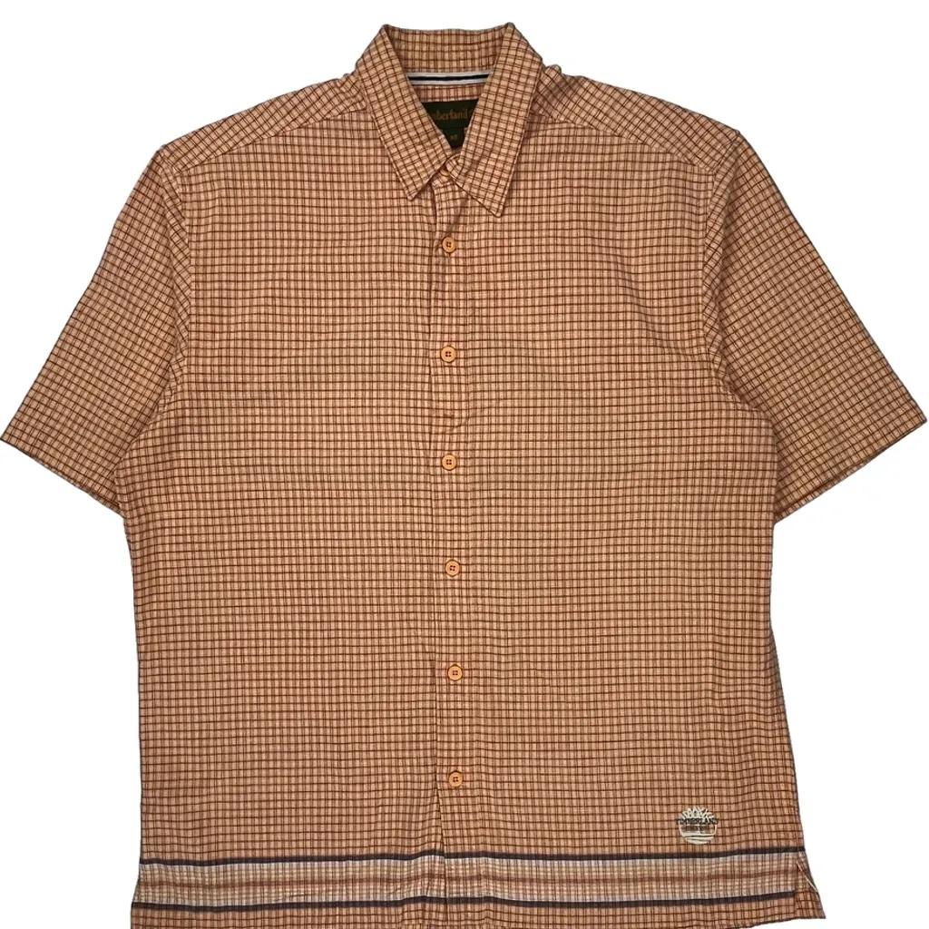 Timberland Checked Short Sleeve Shirt - Medium Brown Cotton - Image 5