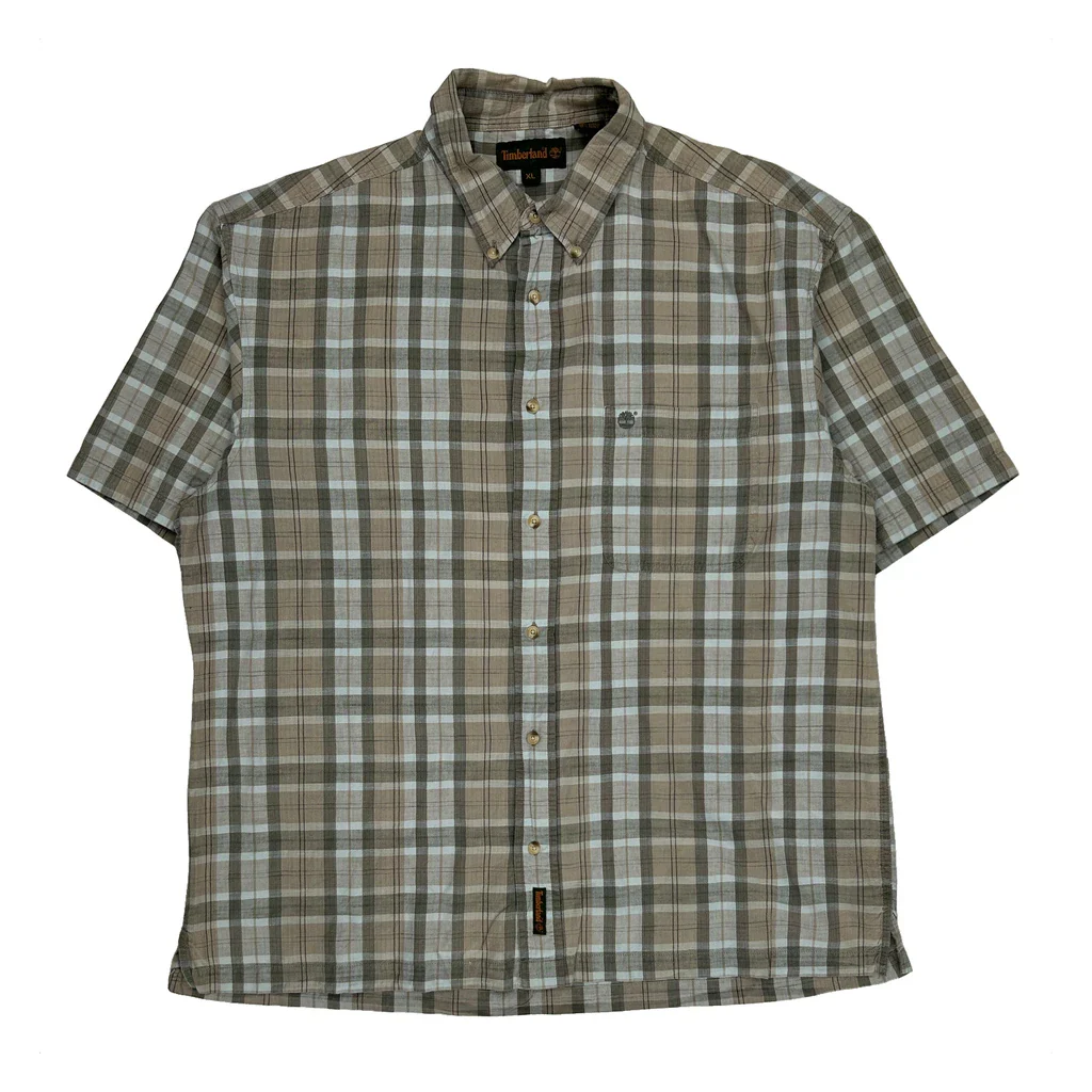 Timberland Checked Short Sleeve Shirt - XL Brown Cotton