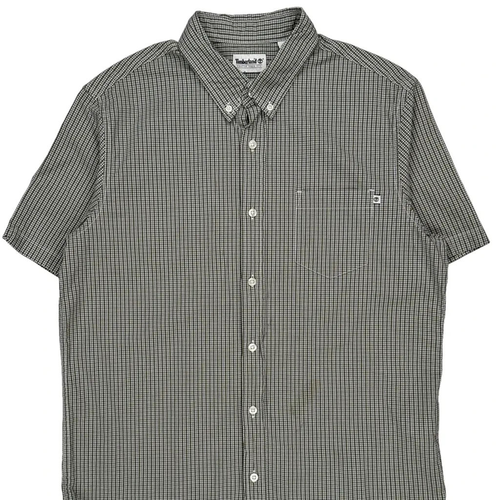 Timberland Checked Short Sleeve Shirt - Medium Gray Cotton - Image 5
