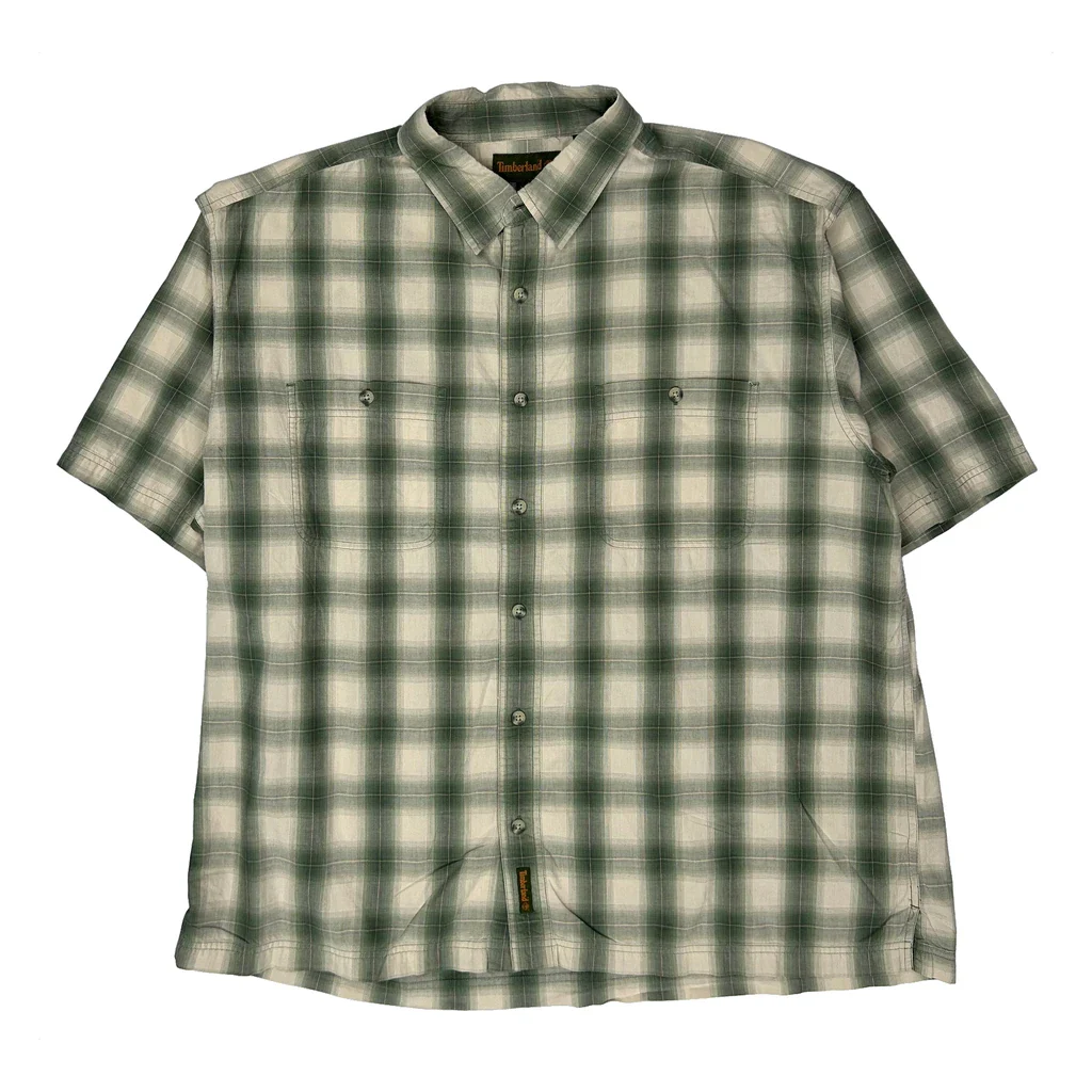 Timberland Checked Short Sleeve Shirt - 2XL Green Cotton