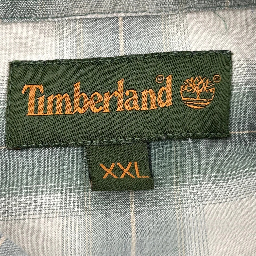 Timberland Checked Short Sleeve Shirt - 2XL Green Cotton - Image 3