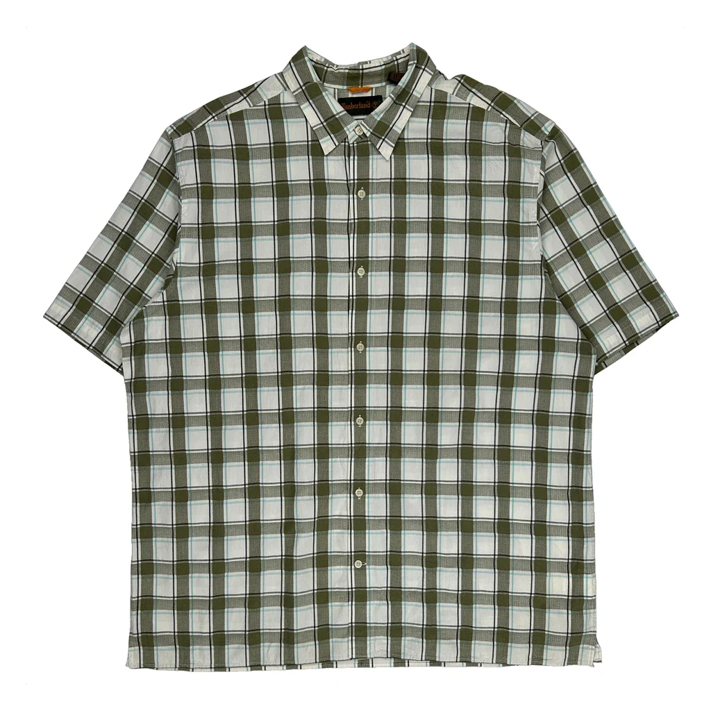 Timberland Checked Short Sleeve Shirt - 2XL Green Cotton