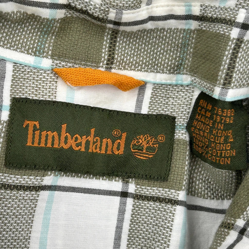 Timberland Checked Short Sleeve Shirt - 2XL Green Cotton - Image 4