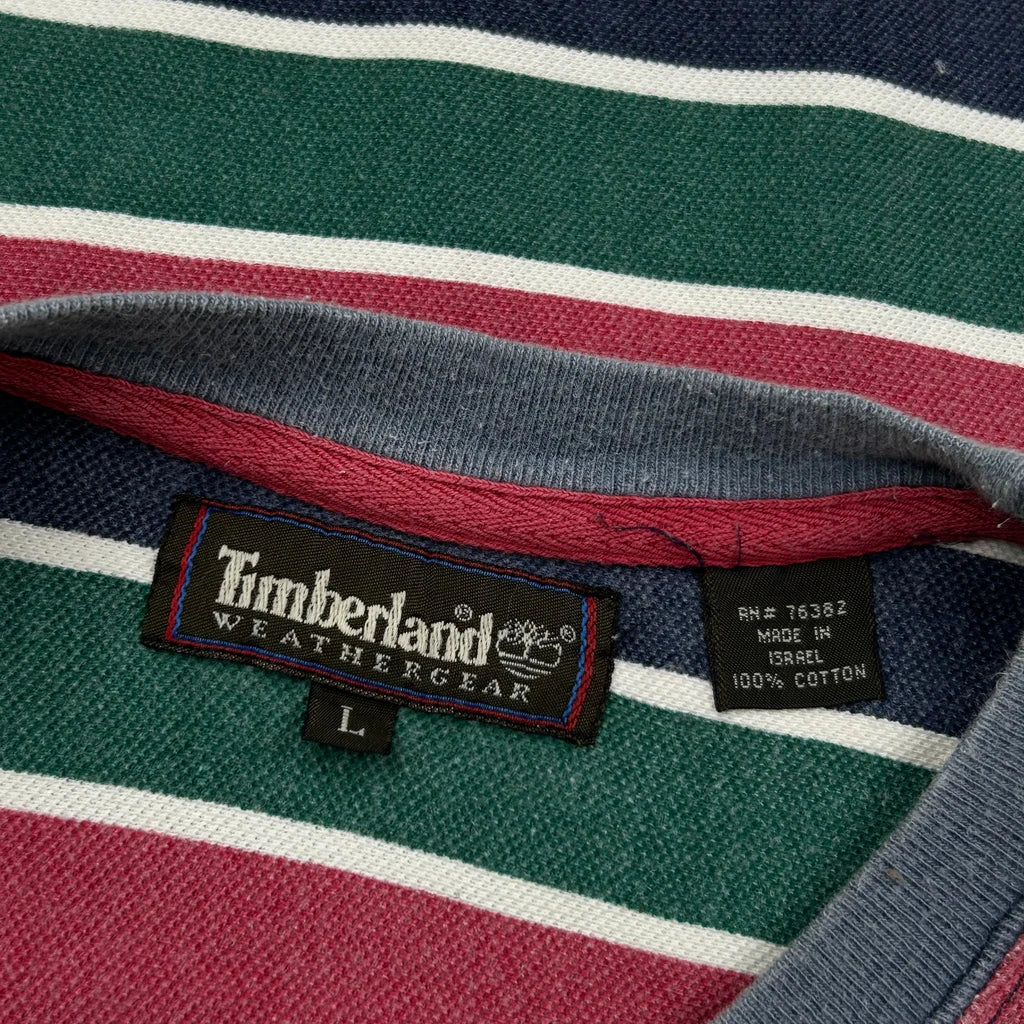 Timberland Striped T-Shirt - Large Multicoloured Cotton - Image 3