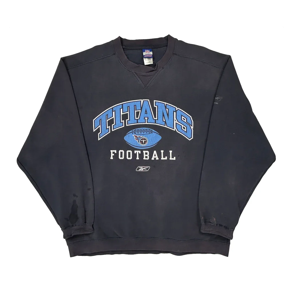 Titans Reebok Football Sweatshirt - Large Black Cotton