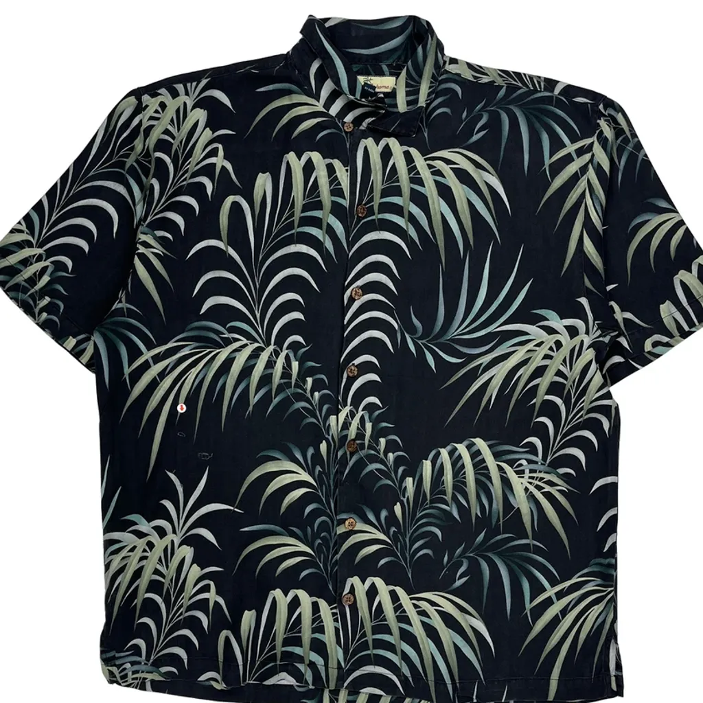Tommy Bahama Floral Hawaiian Shirt - Large Black Silk - Image 6