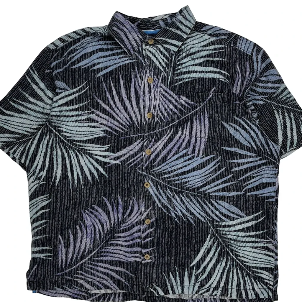 Tommy Bahama Floral Hawaiian Shirt - XL Black Silk - Image 4
