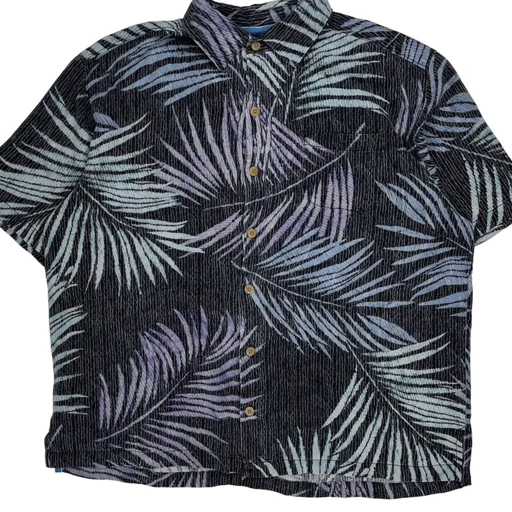 Tommy Bahama Floral Hawaiian Shirt - XL Black Silk - Image 5