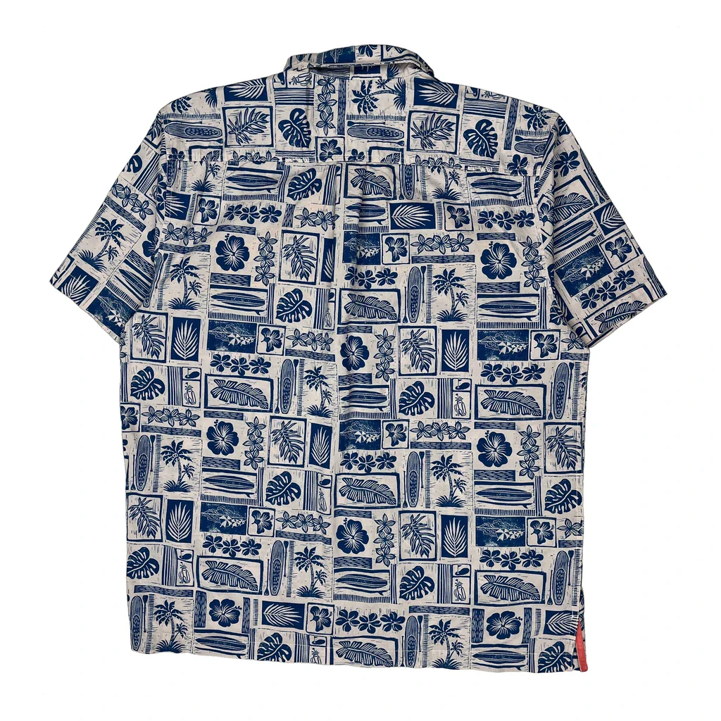 Tommy Bahama Floral Hawaiian Shirt - Large Blue Cotton - Image 2