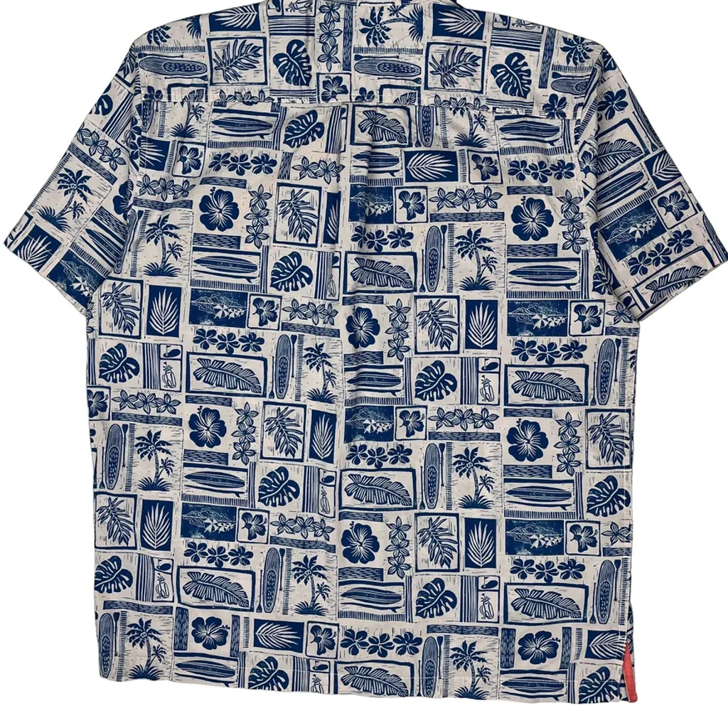 Tommy Bahama Floral Hawaiian Shirt - Large Blue Cotton - Image 6