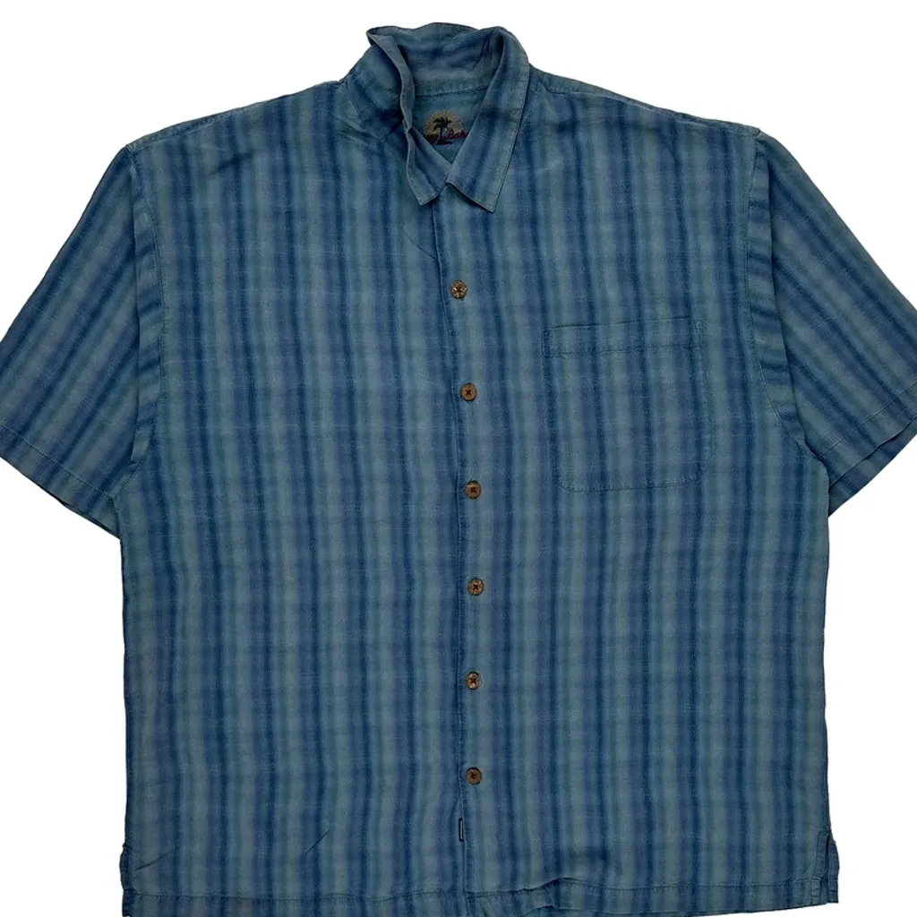 Tommy Bahama Striped Hawaiian Shirt - XL Blue Silk - Image 4