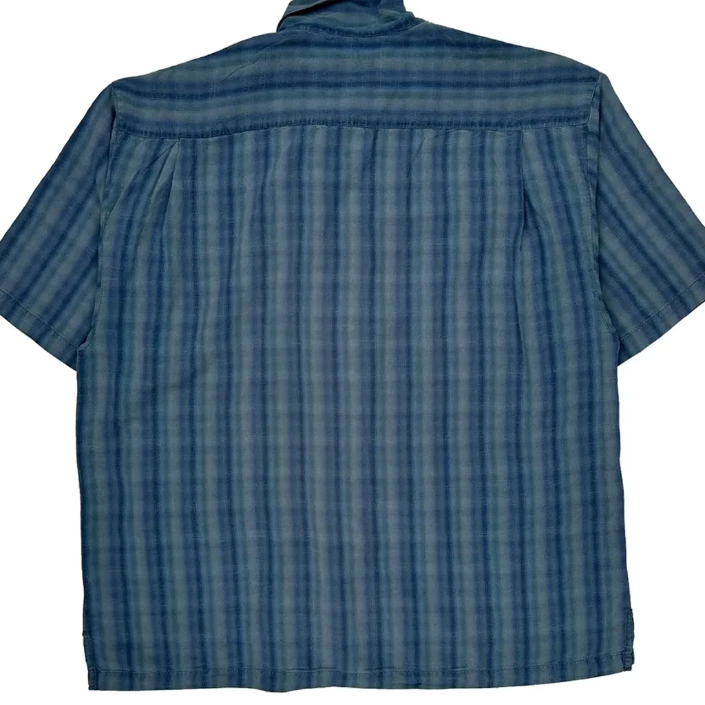 Tommy Bahama Striped Hawaiian Shirt - XL Blue Silk - Image 7