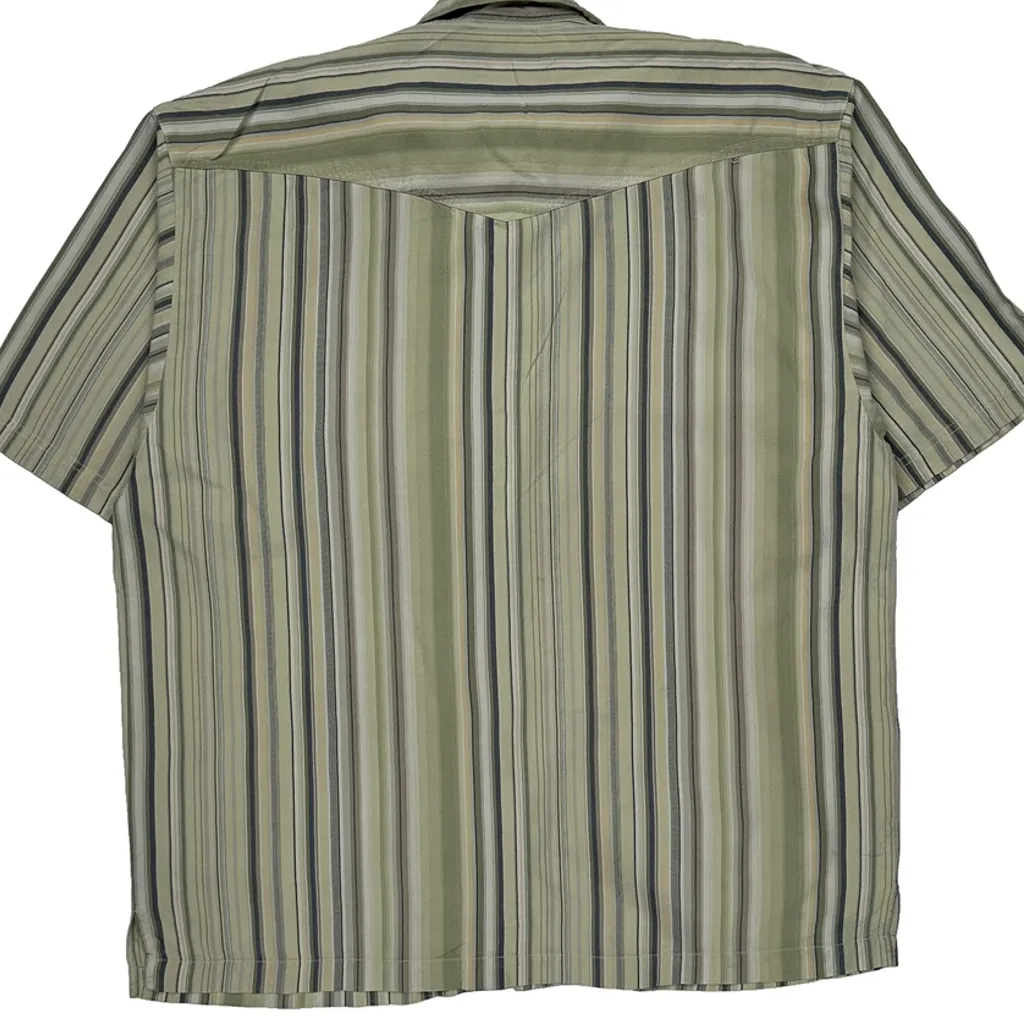 Tommy Bahama Striped Hawaiian Shirt - Large Green Silk - Image 6
