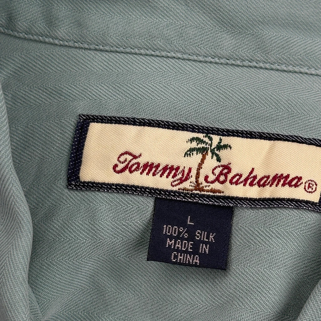 Tommy Bahama Hawaiian Shirt - Large Green Silk - Image 3