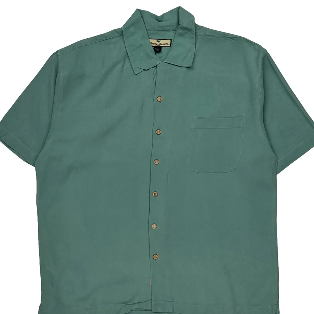 Tommy Bahama Hawaiian Shirt - Large Green Silk - Image 4