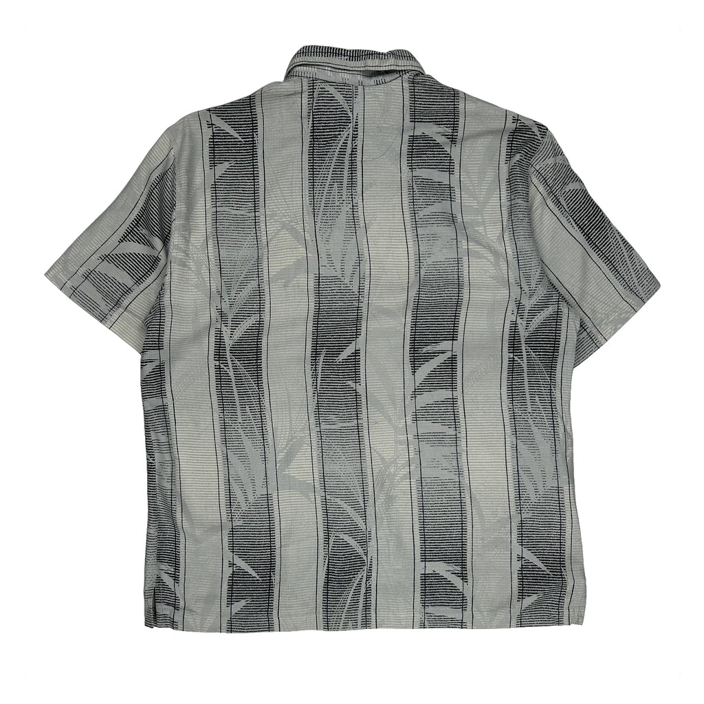 Tommy Bahama Striped Hawaiian Shirt - Large Grey Silk - Image 2