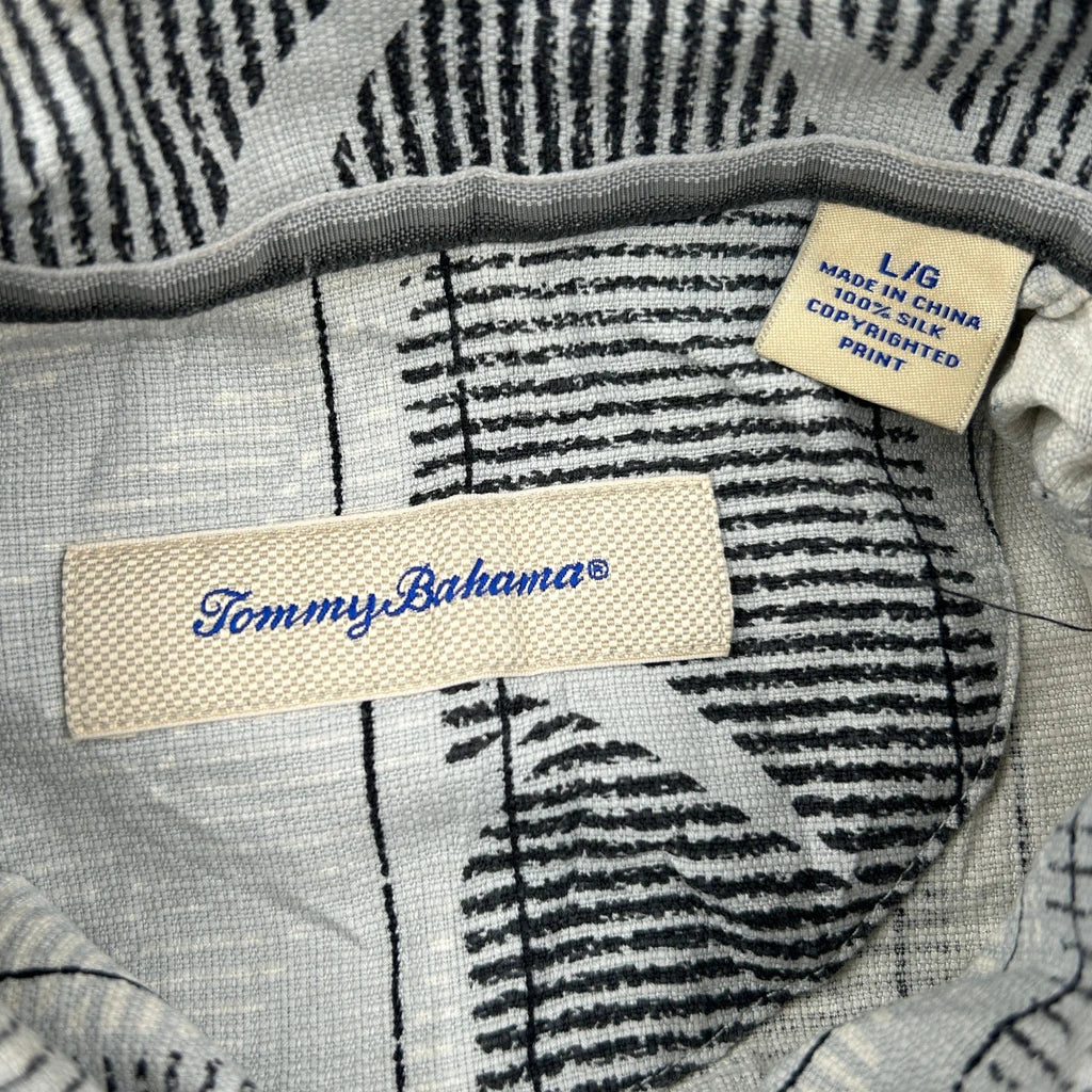 Tommy Bahama Striped Hawaiian Shirt - Large Grey Silk - Image 3