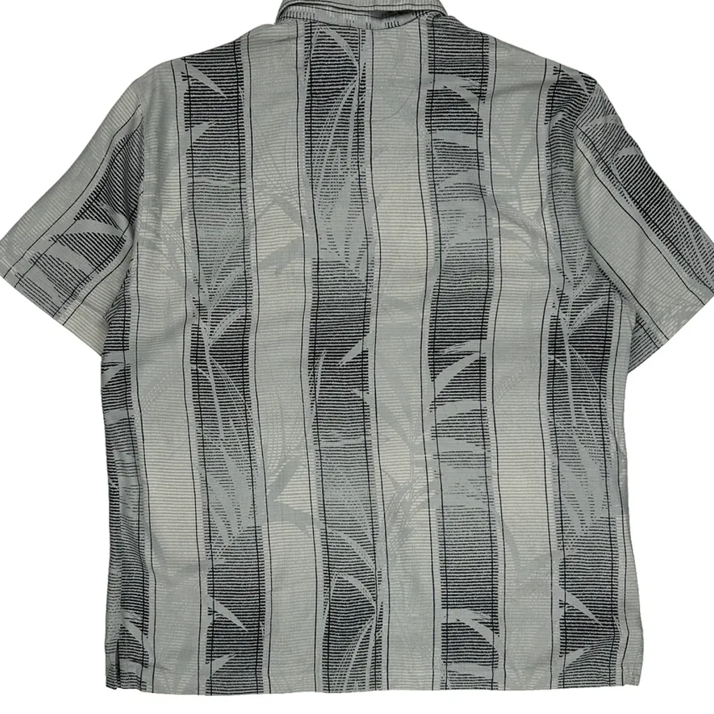 Tommy Bahama Striped Hawaiian Shirt - Large Grey Silk - Image 6