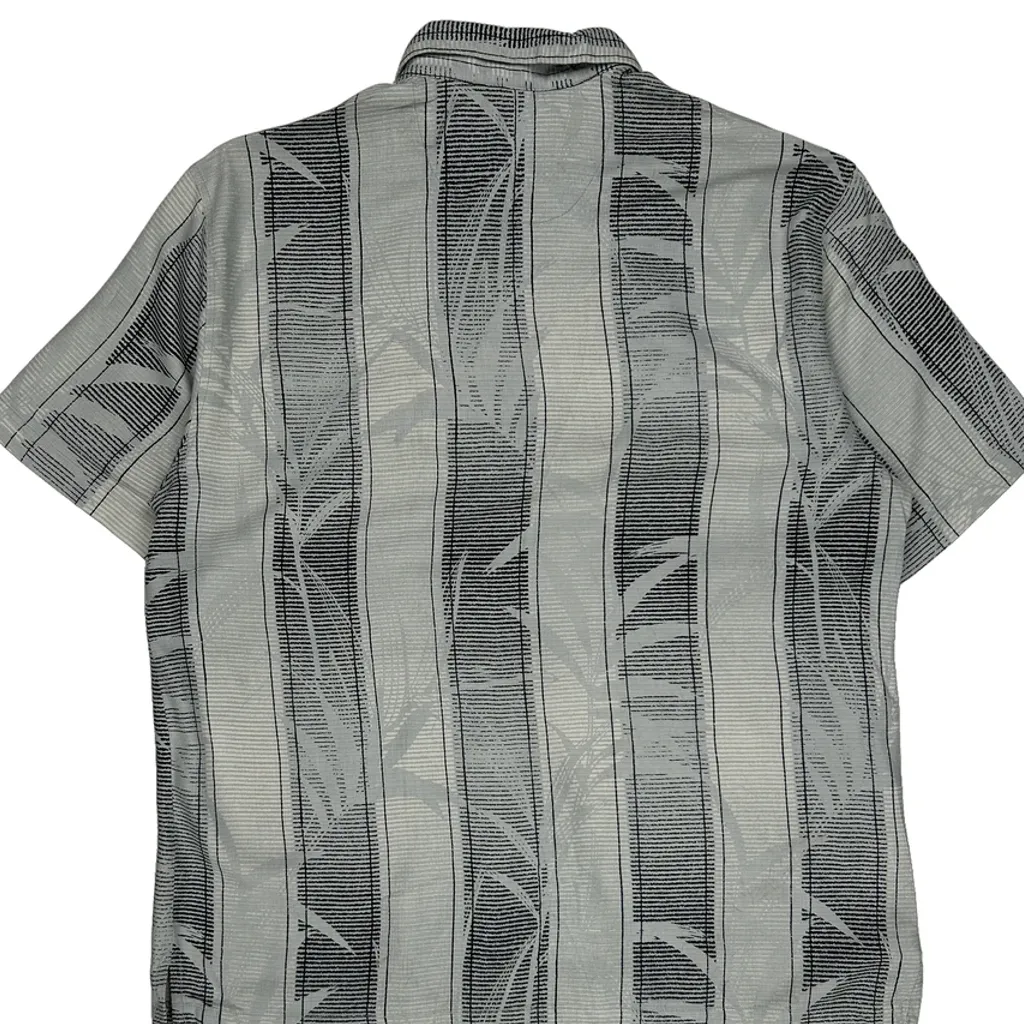Tommy Bahama Striped Hawaiian Shirt - Large Grey Silk - Image 7