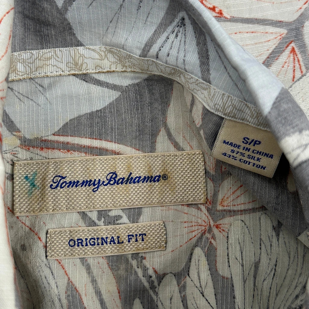 Tommy Bahama Floral Hawaiian Shirt - Small Grey Silk Blend - Image 3