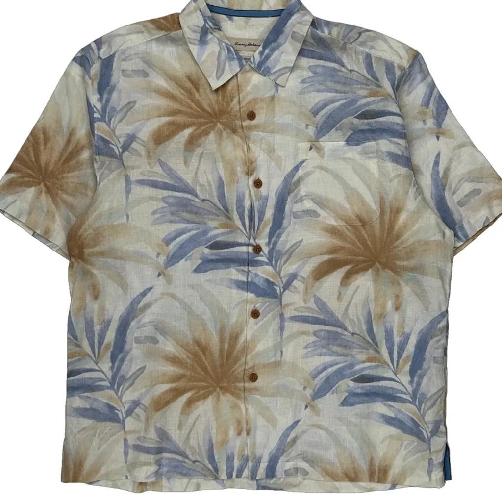 Tommy Bahama Floral Hawaiian Shirt - Large Multicoloured Linen - Image 5